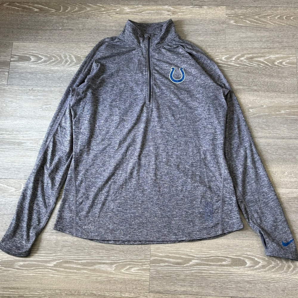 Nike Indianapolis Colts NFL Dri-FIT 1/4 Zip Pullover Women's Lg Gray Long Sleeve